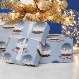 Papier Cadeau Bonhomme de neige dans un globe de neige de Noël