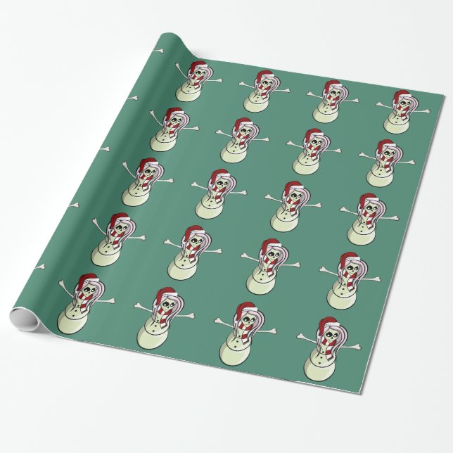 Papier Cadeau Bonhomme de neige de femelle de crâne (Déroulé)
