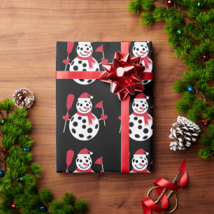 Papier Cadeau Bonhomme de neige famille chapeau de Père Noël Xma