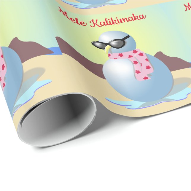Papier Cadeau Bonhomme de neige hawaïen de papier d'emballage de (Coin rond)