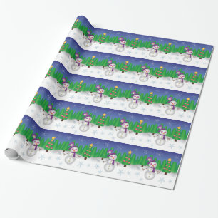 Papier Cadeau Bonhomme de neige hippie de Noël