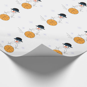 Papier Cadeau Bonhomme de neige jouant au basket-ball