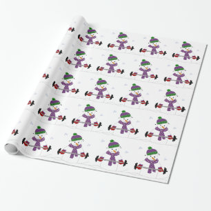 Papier Cadeau Bonhomme de neige levant des poids