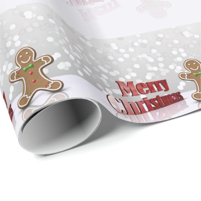 Papier Cadeau Bonhomme en pain d'épice de Joyeux Noël (Coin rond)