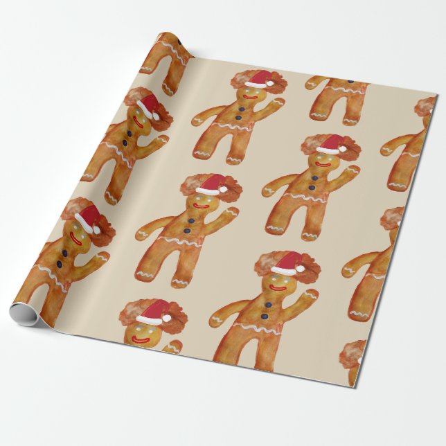 Papier Cadeau Bonhomme en pain d'épice de papier d'emballage (Déroulé)