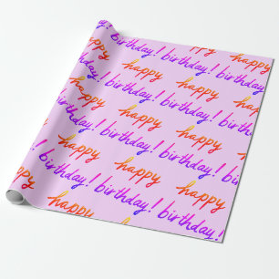 Papier Cadeau BONJOUR D'ANNIVERSAIRE main Motif coloré rose
