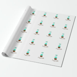 Papier Cadeau Bonjour Je suis Lily cactus succulent ajouter nom