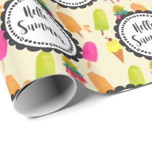 Papier Cadeau Bonjour Popsicles d'été et crème glacée