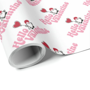 Papier Cadeau Bonjour Valentine Gnome avec ballon en forme de co