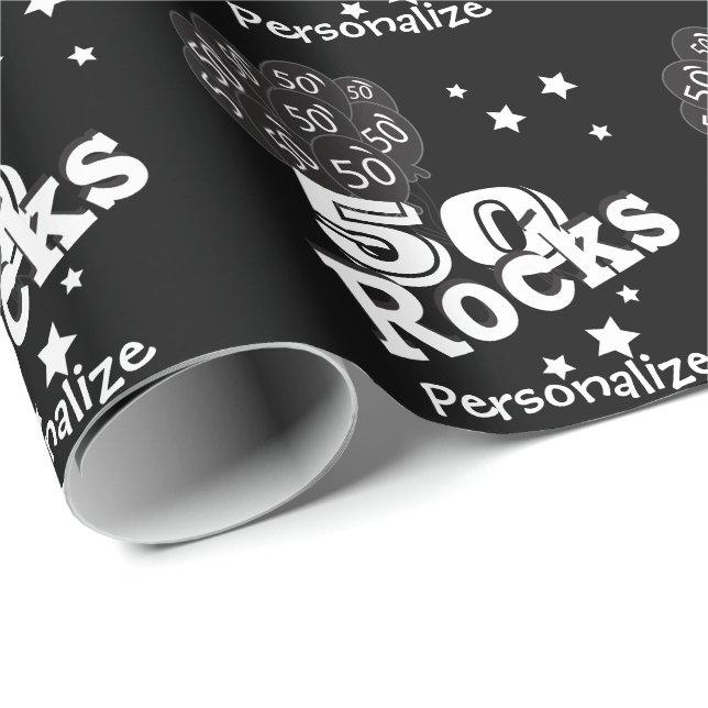 Papier Cadeau Bonne 50e personnalisation Anniversaire (Coin rond)