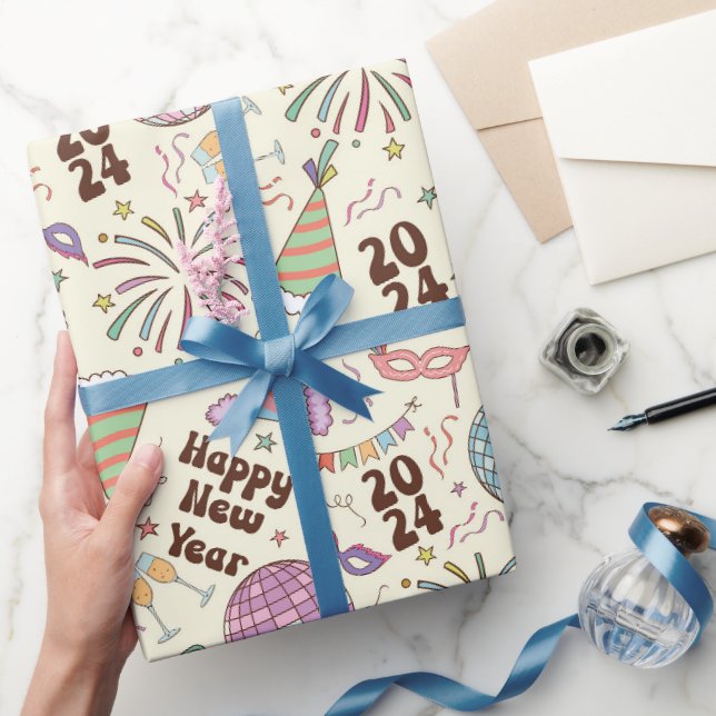 Papier Cadeau Bonne année 2024 (Cadeaux)