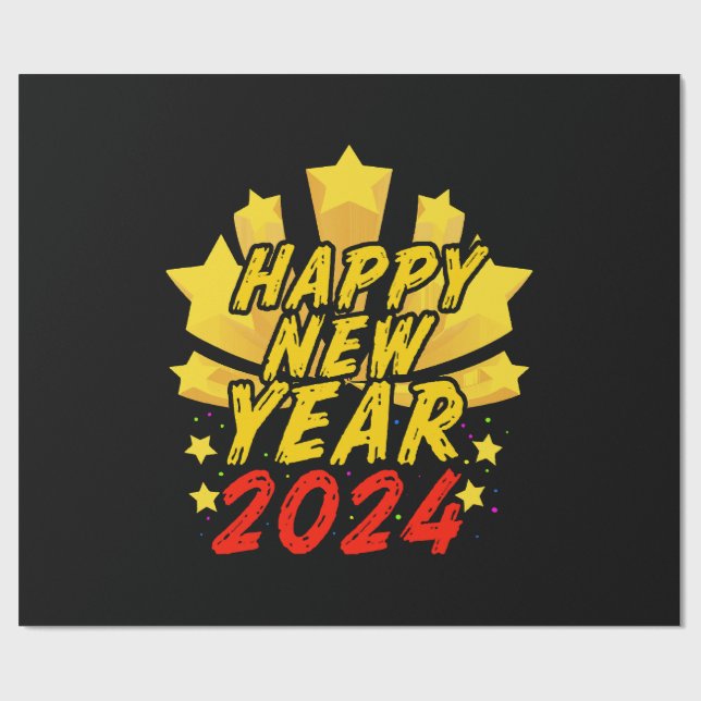 Papier Cadeau Bonne année 2024 (Plat)