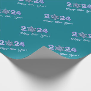 Papier Cadeau Bonne année 2024. Numéros de glace et cadeaux de f