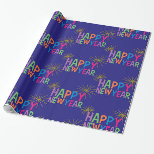 Papier Cadeau Bonne année avec Fireworks