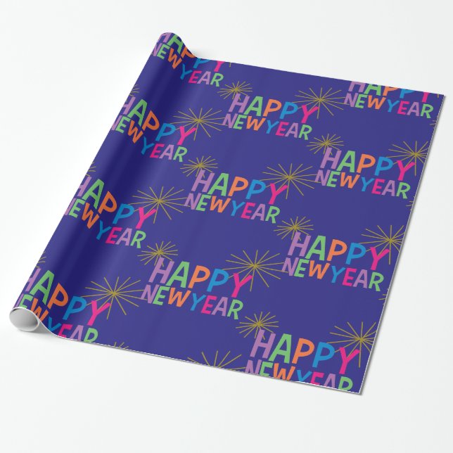 Papier Cadeau Bonne année avec Fireworks (Déroulé)