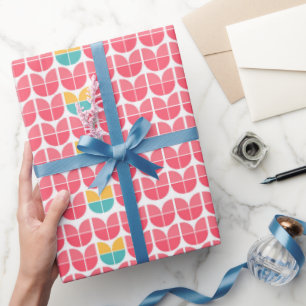 Papier Cadeau Bonne année Florale Géométrique