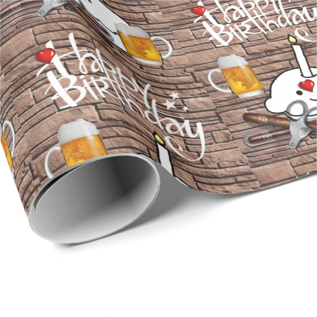Papier Cadeau Bonne bière cadeau d'anniversaire (Coin rond)