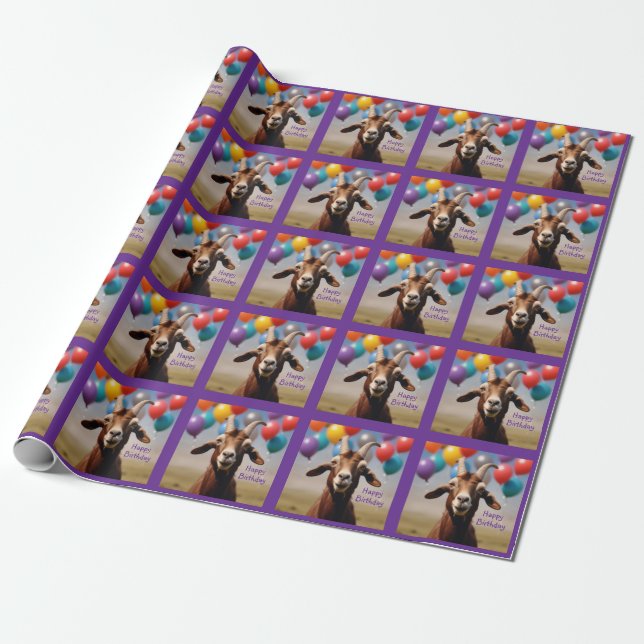 Papier Cadeau Bonne chèvre d'anniversaire (Déroulé)