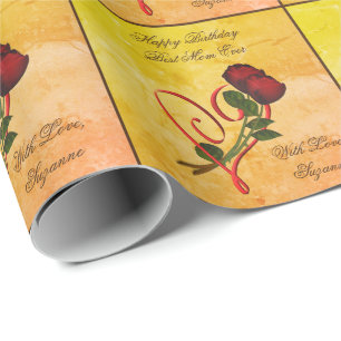 Papier Cadeau Bonne fête d'anniversaire Meilleure maman Roses ro