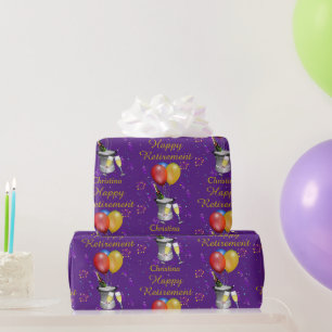 Papier Cadeau Bonne fête de la retraite Vin pétillant