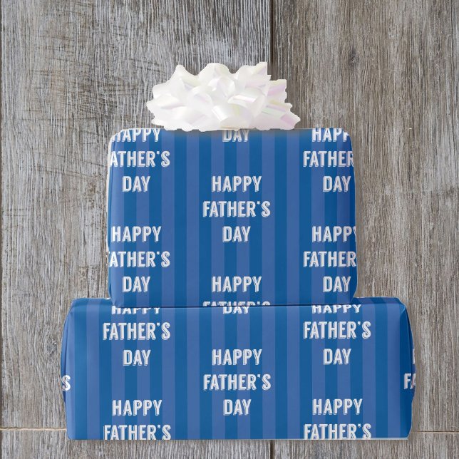 Papier Cadeau Bonne Fête des pères Bleue Bleu (Créateur téléchargé)