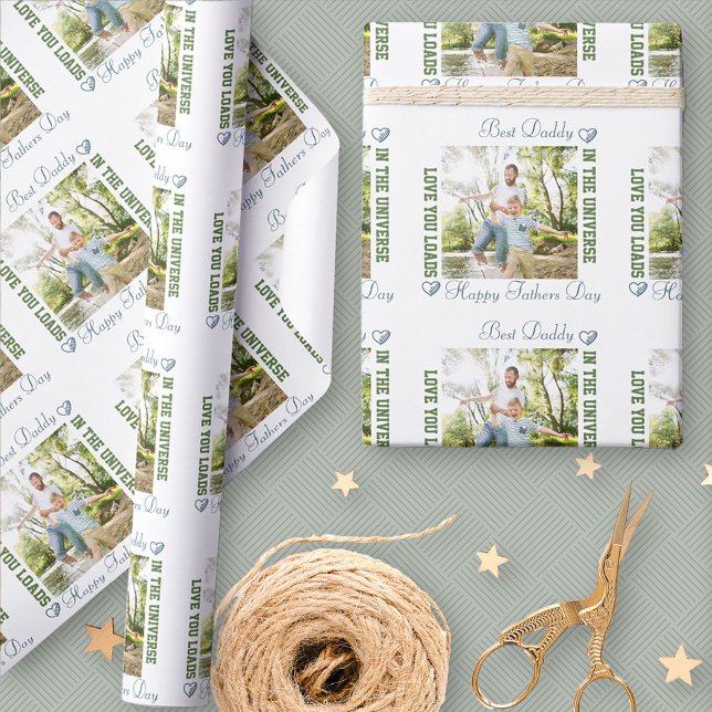 Papier Cadeau Bonne Fête des pères meilleur papa dans l'univers  (Créateur téléchargé)