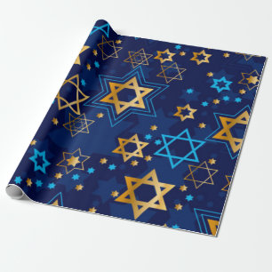Papier Cadeau Bonne Hanoukka Blue Star de David Menorah