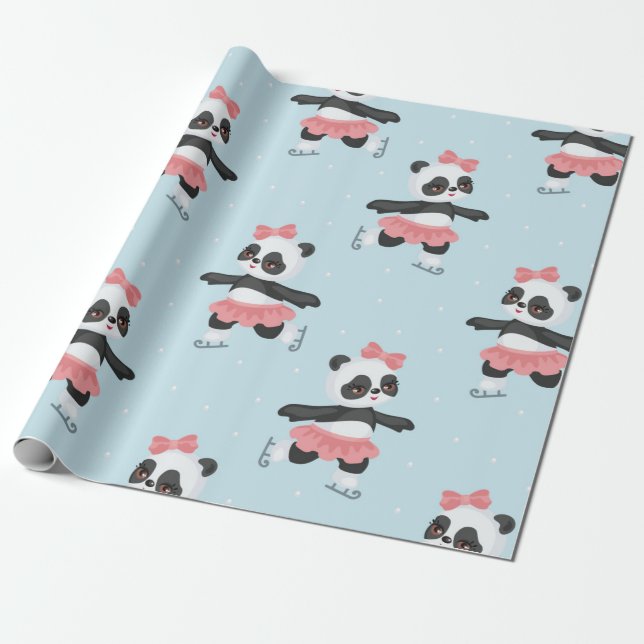 Papier Cadeau Bonne Pandas Motif de Noël (Déroulé)