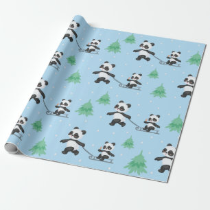 Papier Cadeau Bonne Pandas Motif de Noël