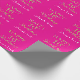 Papier Cadeau Bonne Parties scintillant d'or du 16e anniversaire