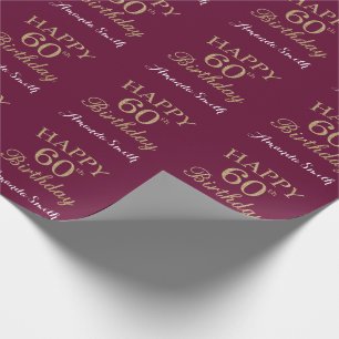Papier Cadeau Bonne Parties scintillant d'or du 60e anniversaire
