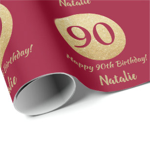 Papier Cadeau Bonne Parties scintillant du 90e anniversaire en B