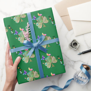 Papier Cadeau "Bonne Saint Patrick" Leprechaun