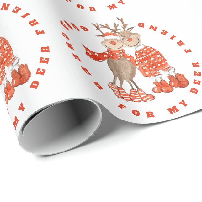 Papier Cadeau Bonne Soirée Pour Le Motif De Reindeer De L'Ami De (Coin rond)