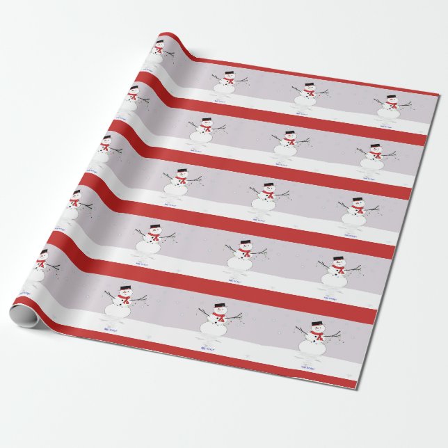 Papier Cadeau Bonnes fêtes bonhomme de neige (Déroulé)