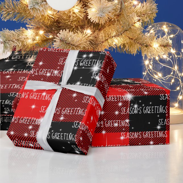 Papier Cadeau Bonnes Fêtes Buffalo Plaid (Vacances)