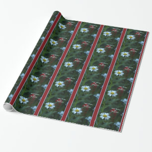 Papier Cadeau Bonnes Fêtes de marguerite blanche, nom,