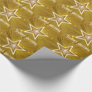 Papier Cadeau Bonnes Fêtes d'impression Gold Star texte blanc