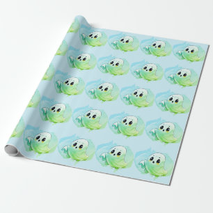 Papier Cadeau Boo Baby shower Halloween Bleu à thème mignonne fê