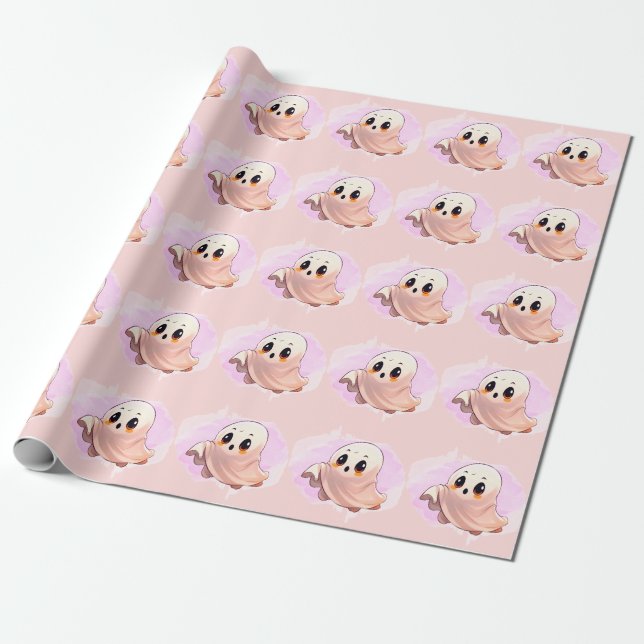 Papier Cadeau Boo Baby shower Halloween Pink thème mignonne fête (Déroulé)