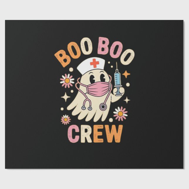 Papier Cadeau Boo Boo Crew Halloween Ghost Nurse Essential T-Shi (Plat)