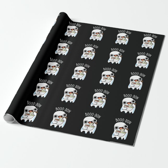 Papier Cadeau Boo-don Drôle Fantôme Udon Pun Dark BG (Déroulé)