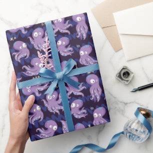 Papier Cadeau Boo Octopus mignon Violet Enfants Vêtements & Déco