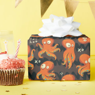 Papier Cadeau Boo Octopus Orange & Black Kids Vêtements & Décor