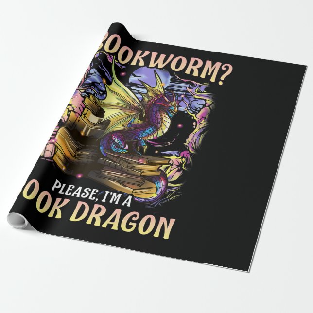 Papier Cadeau bookworm, s'il vous plaît, je m'occupe d'un dragon (Déroulé)