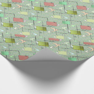 Papier Cadeau Boomerangs verts avec la violette et le rose