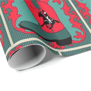 Papier Cadeau Boot Western Cowboy Avec Papier D'Enveloppement Ca