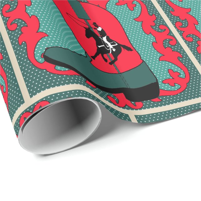 Papier Cadeau Boot Western Cowboy Avec Papier D'Enveloppement Ca (Coin rond)