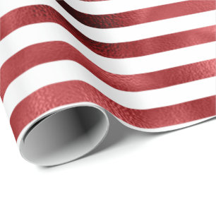 Papier Cadeau Bordeaux Bordeaux Lignes à rayures rouges Métal bl