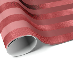 Papier Cadeau Bordeaux Lignes de rayures rouges Monochrom
